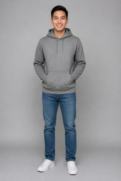 Left performer: man in a grey hoodie and jeans